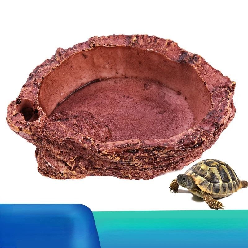 

Aquarium Pet Reptile Feeder Bowl Basin Resin Non-Toxic Food Water Pot Turtle Tortoise Lizard Crabs for landscape or Feeding