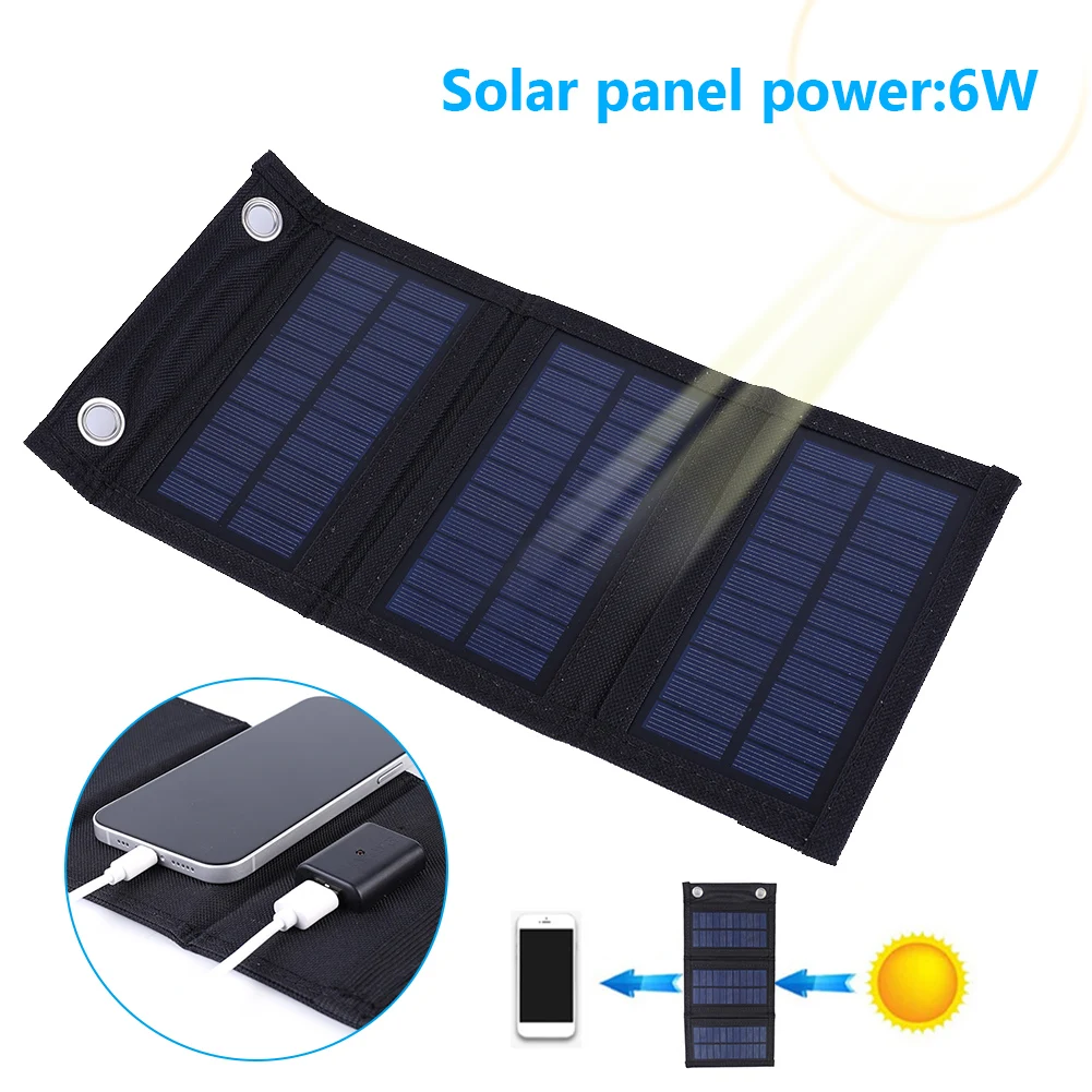 

Foldable Solar Panel USB 6W 5V 3-Fold Waterproof Solar Charger Cell Portable Outdoor Phone Power Bank for Mobile Phone