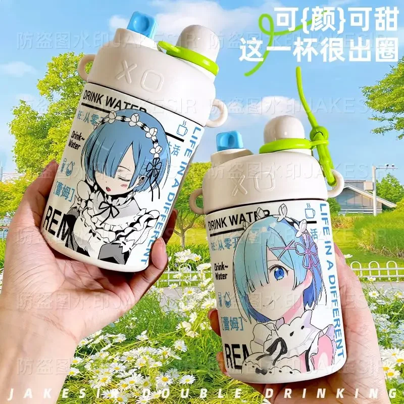 Re: Zero Kara Hajimeru Isekai Seikatsu Rem Термос Большая емкость Соломенная чашка из нержавеющей