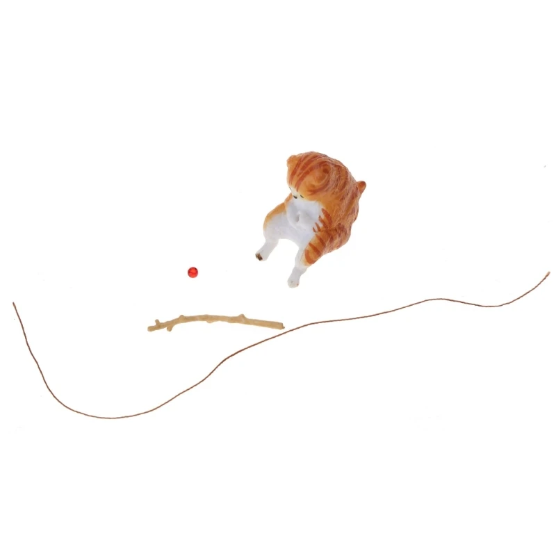 Y1UU аквариум ландшафтный дизайн мини мультфильм рыбалка кошка украшения