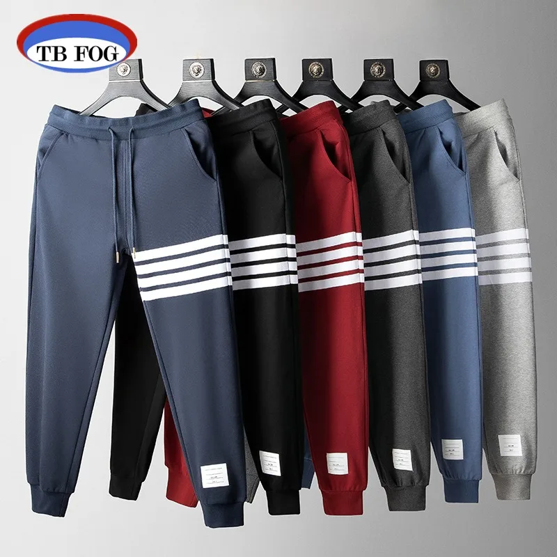 

TB FOG Thom Mens Men's Pants Spring Autumn Fashion Four Bar Stripes Casual Drawstring Placket Jogging Pencil Pant Men Clothing