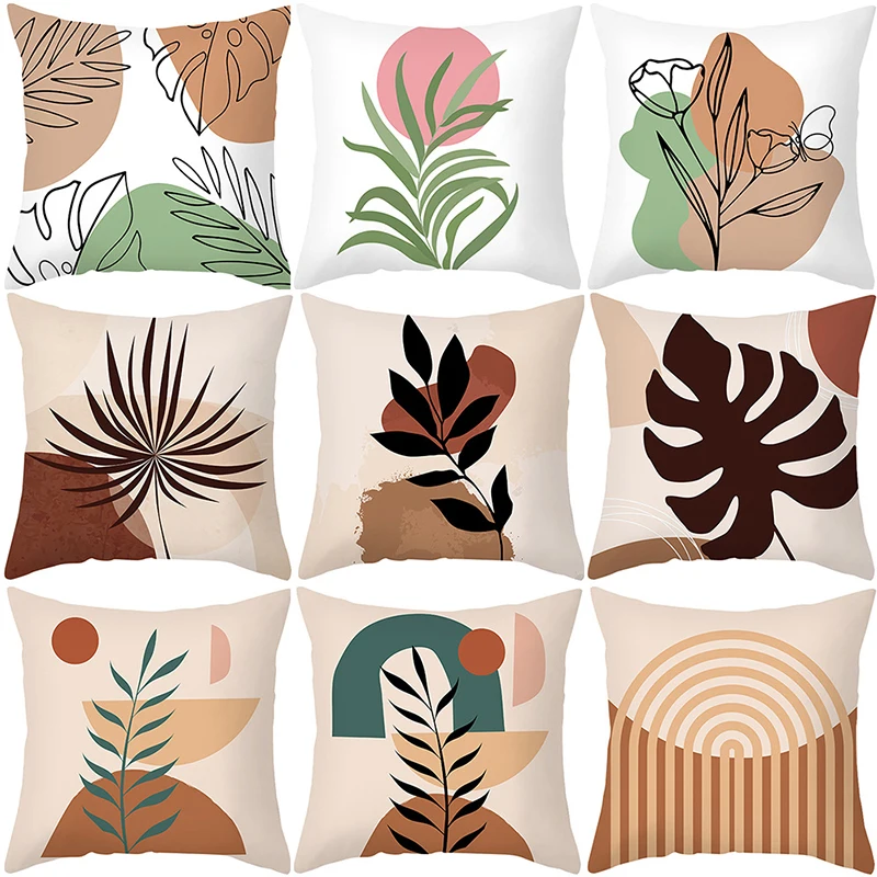 

Morandi Style Cushion Cover Abstract Line Pattern Pillowcase Home Textiles Nordic Skin-friendly Peach Skin Pillow Covers