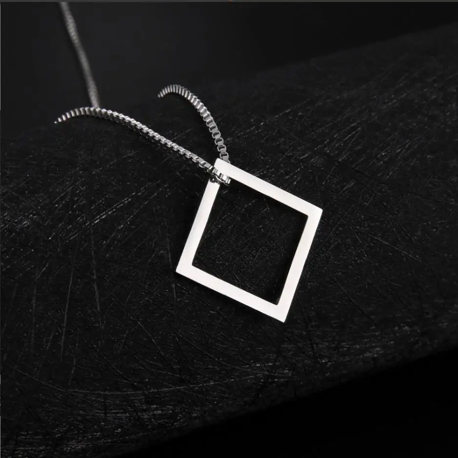 

1PC Hollow Square Necklace Stainless Steel Pendant Necklace Choker Kpop Korean Fashion Jewelry Gift F1428