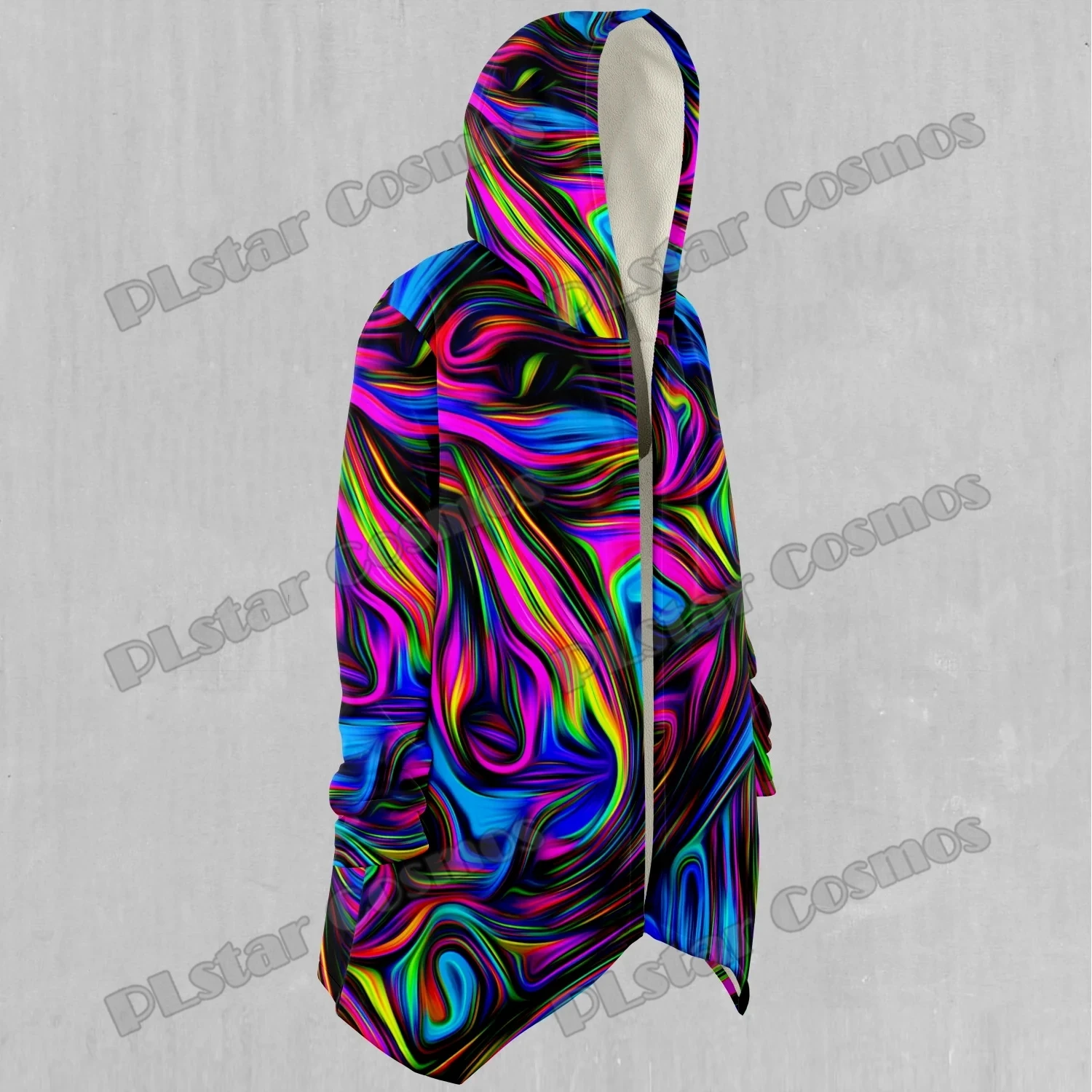 Психоделический волнистый красочный 3D накидка с капюшоном на подкладке для
