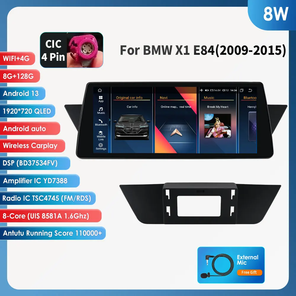 

10,25 "Android авторадио для BMW X1 E84 2009-2015 CIC/без оригинального экрана мультимедийный видеоплеер 2din Carplay 4G GPS стерео