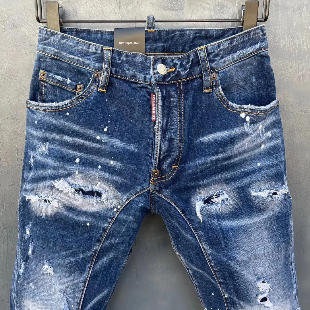 Jeans Pants Design Cool Top Jeans Men Slim Jeans Denim Trousers Blue Hole Pants Jeans For Men T151