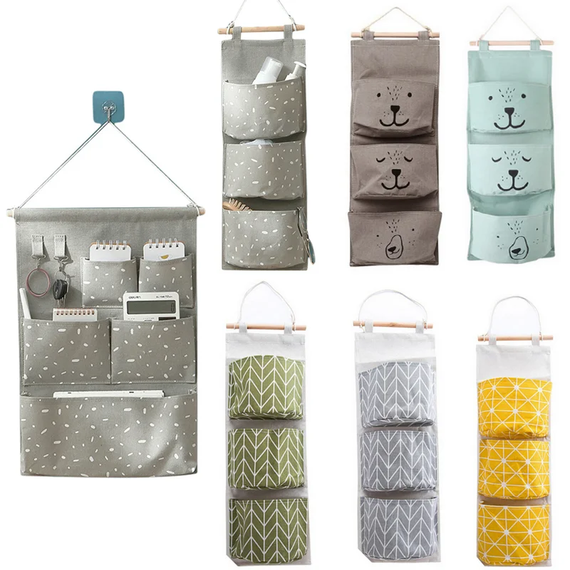 

Bag Sundries Wall Holder Storage Closet 3/5/7 Door Home Cotton Toys Mounted Pockets Bag Room Hanging Organizer Clothes Cosmetic