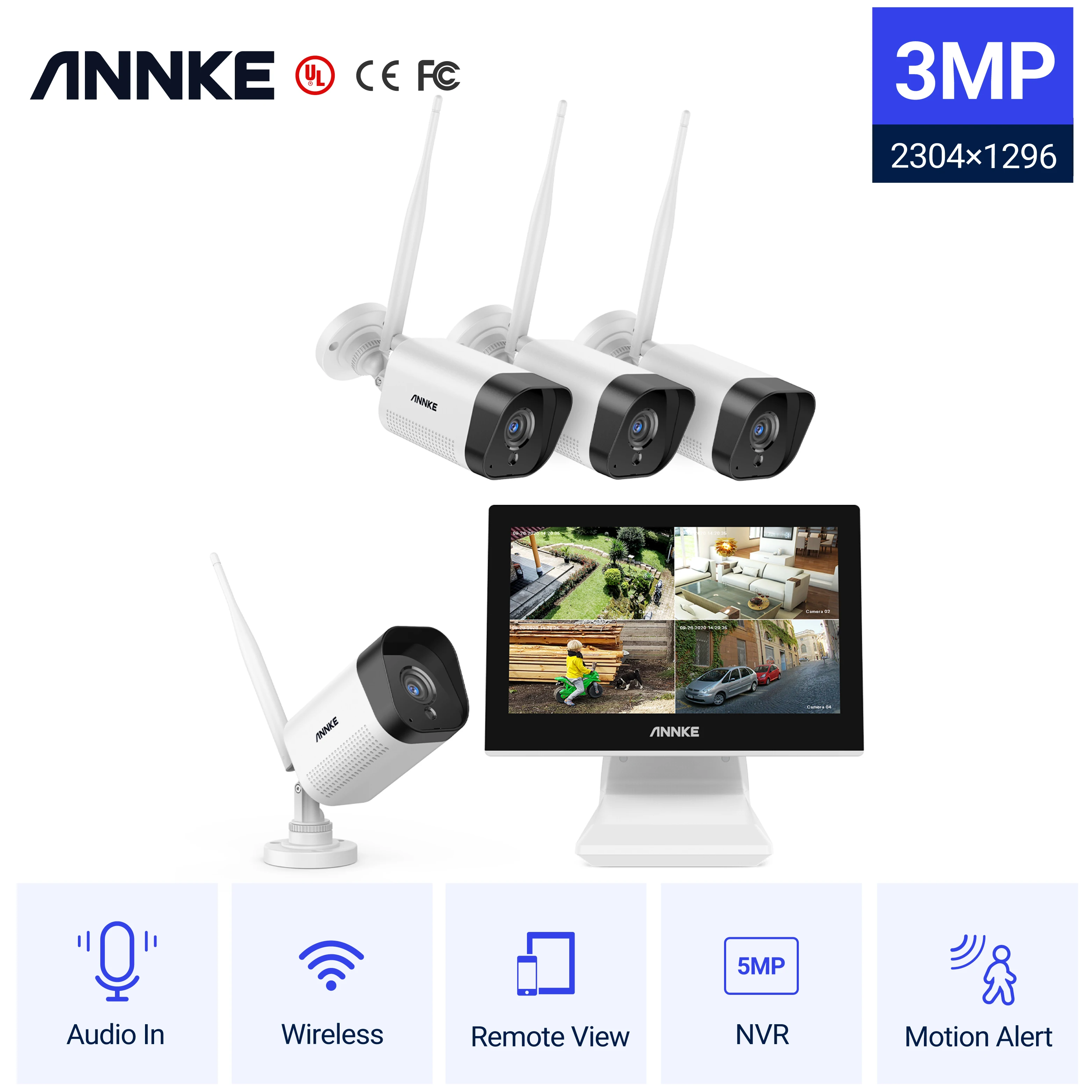 ANNKE WL400 3MP Super HD Wireless Security Camera System Wit