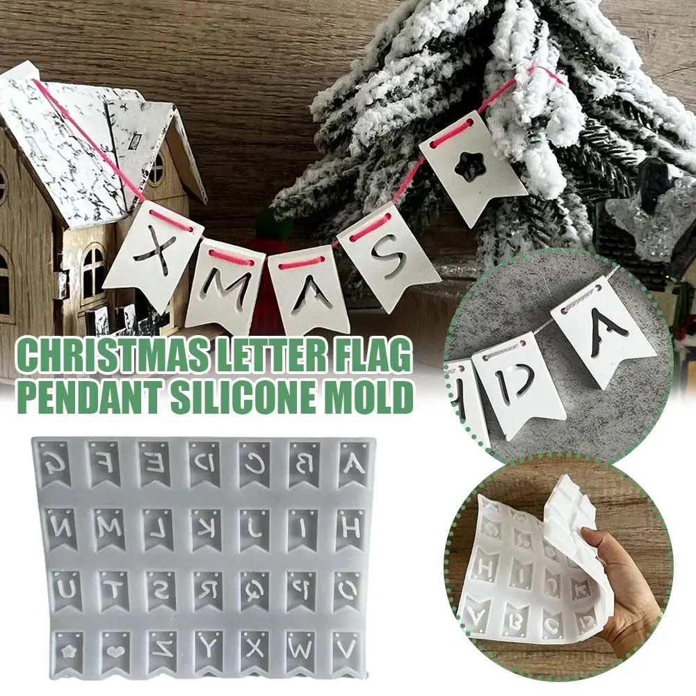 Рождественская подвеска с буквами и флагом силиконовая форма 26 формы для