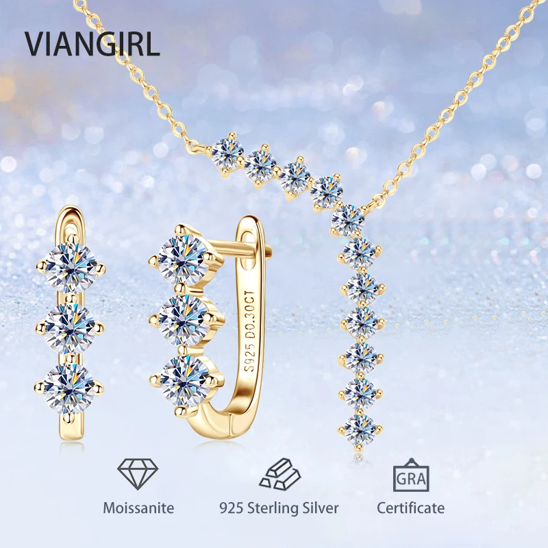 Модные роскошные комплекты ювелирных украшений с муассанитом и бриллиантами для