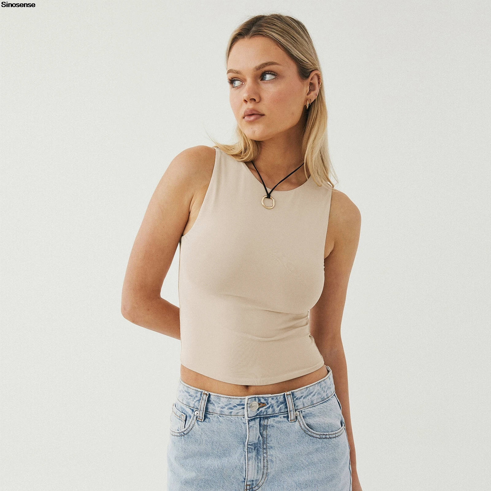 Женские летние топы без рукавов облегающие повседневные базовые футболки Y2K