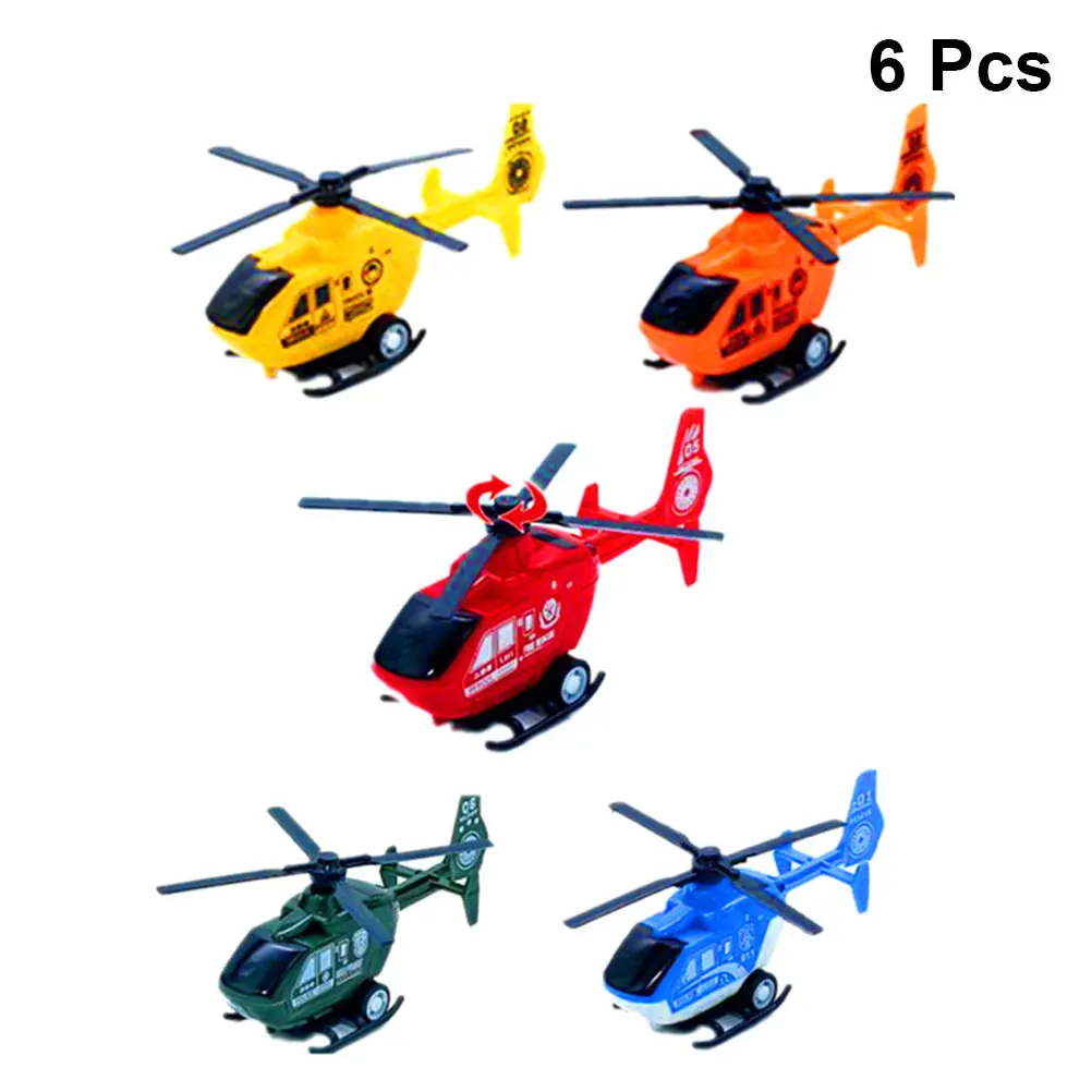 

6pcs Simulation Mini Pullback Helicopter Toy Plastic Inertia Airplane Models Toys For Children Kids Random Color