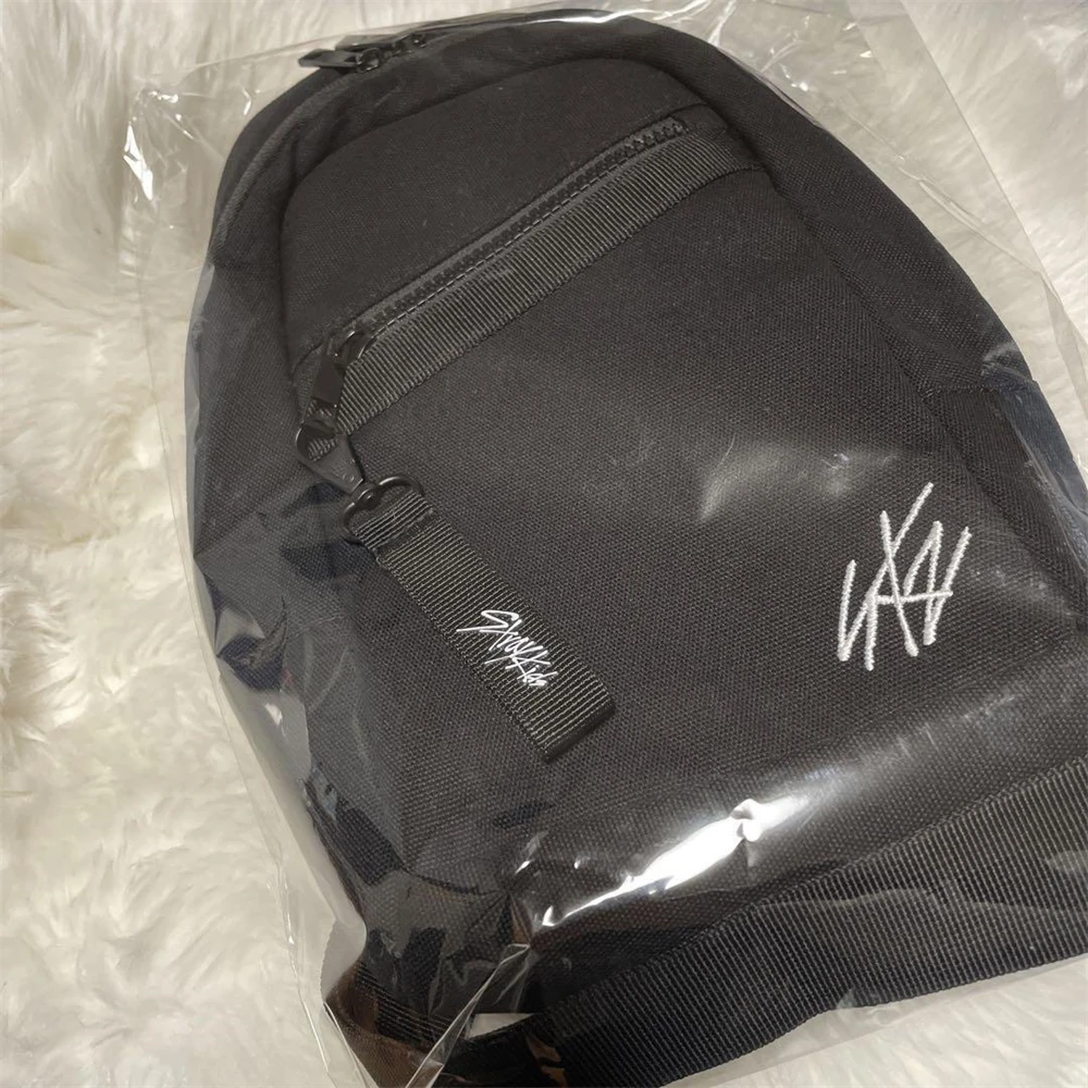 KPOP Stray Kids Handbag Concert SeungMin Black STAY Embroidered LOGO Crossbody Chest Bag Zipper Fashion Men Backpack Couple Gift