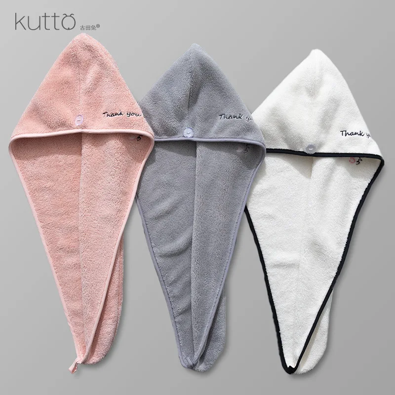 

2pcs Quick-Dry Hair Towel Hooded Towel Antibacterial Velvet Fiber Thick Water-absorbing Shower Towel Hair Drying Cap