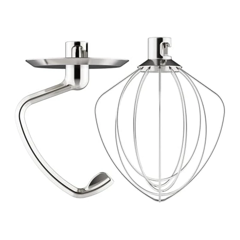 

Polished Stainless Steel Dough Hook And 6-Wire Whip Whisk Parts For Kitchenaid 4.5-5Qt Tilt-Head Stand Mixer