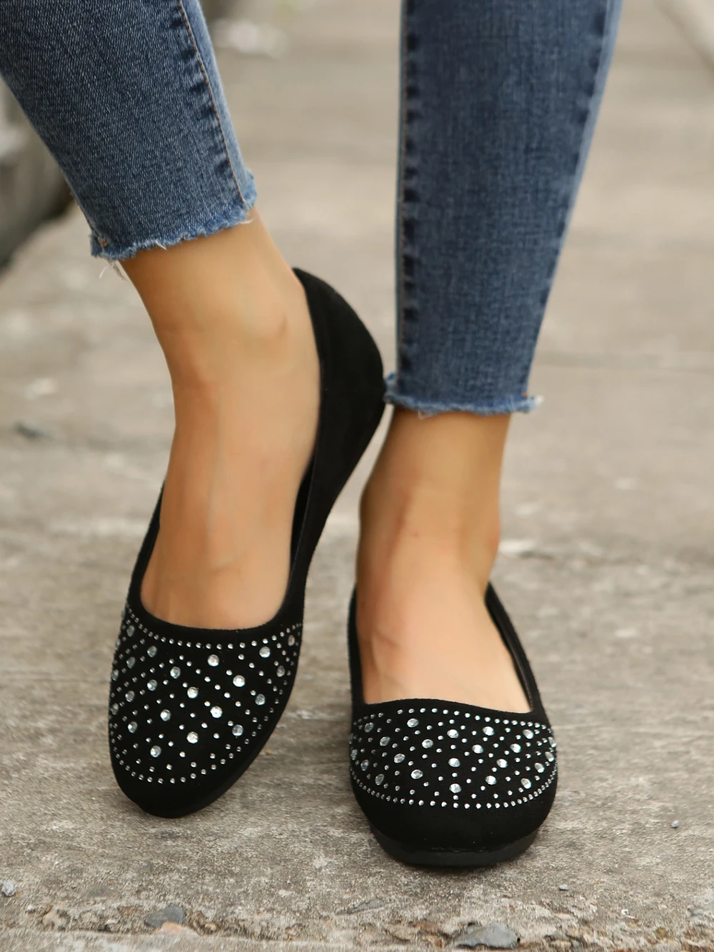 

Cloth shoes women's single rhinestones breathable casual shoes women's shallow mouth comfortable flat fashion work shoes