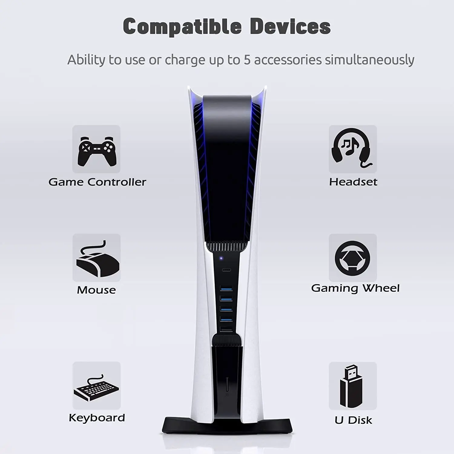 

Концентратор USB 2,0, конвертер для PS5, высокоскоростной распределитель передачи, удлинитель, один на пять аксессуаров PS5