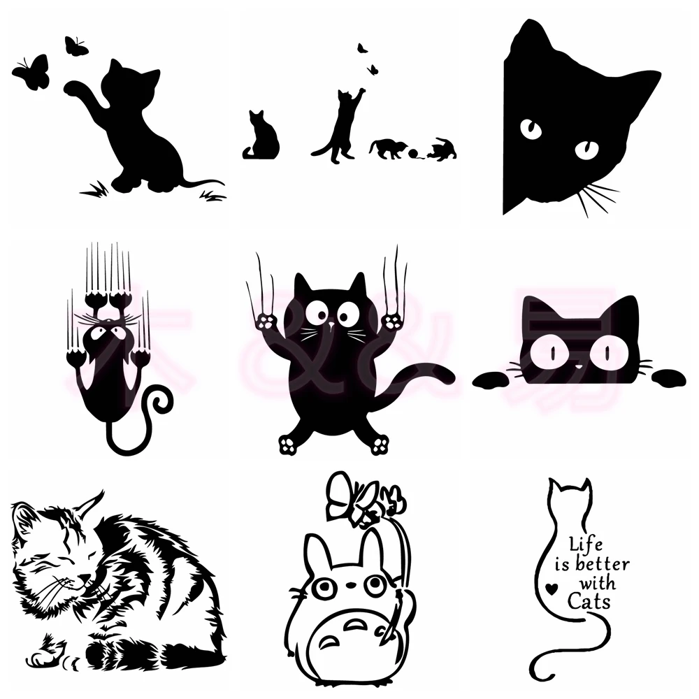 

Personality Color Picture Cute Cat Car Stickers Wrap Vinyl Cars Window Body Decoration To Cover ScratchesMotorcycleDecalStickers