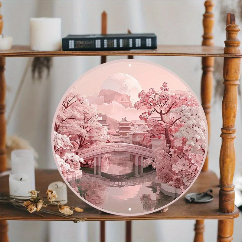 Круглая алюминиевая настенная вывеска в японском стиле устойчивая к УФ и