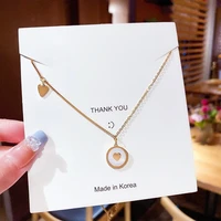 fashion luxury heart zirconia pendant stainless steel necklace for women choker necklaces female jewelry gifts