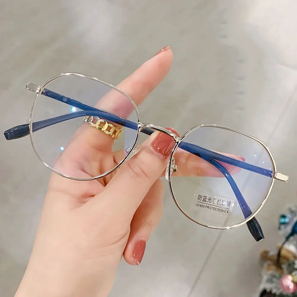 

Women Fashion Metal Round Frame Glasses Blue Light Blocking Eyewear Ultralight Computer Goggles Vision Care Men Eyeglasses