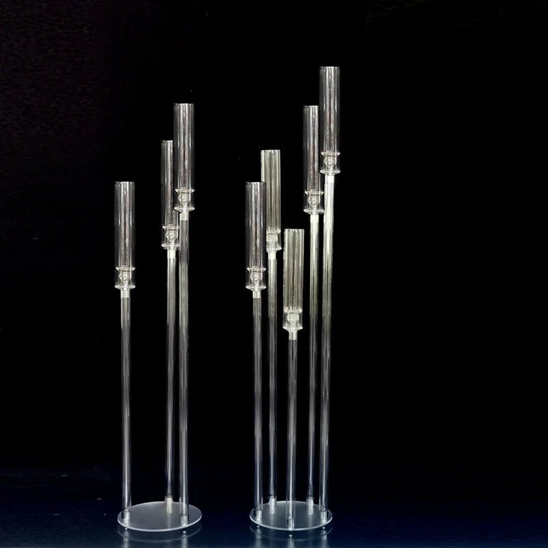 3/ 5 /8head Wedding Table Center Flower Stand Tall Clear Candle Holder Party Metal Street Light