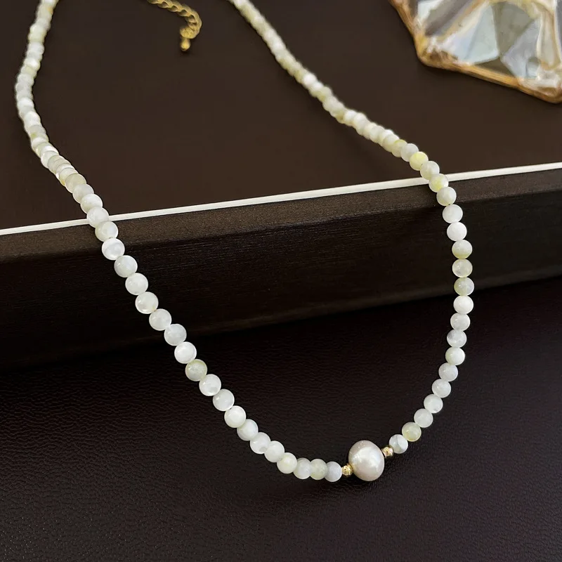 

Freshwater Pearl Choker Necklace Electroplated European and American All-Matching Clavicle Chain Necklace Women