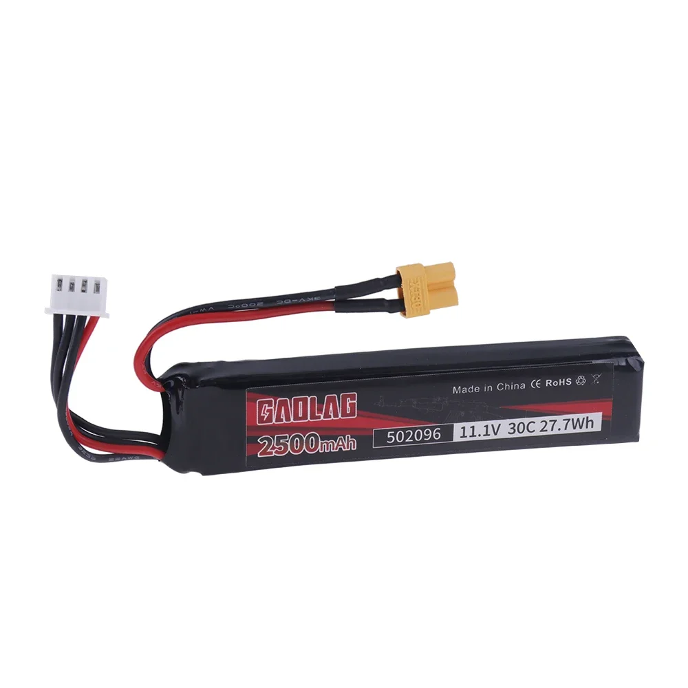 Фото Аккумулятор LiPo 11.1V 3S 502096 30C 2500mAh 27.7Wh с разъемом Tamiya для пневматического пистолета, электрических игрушечных пистолетов и бластеров. №4