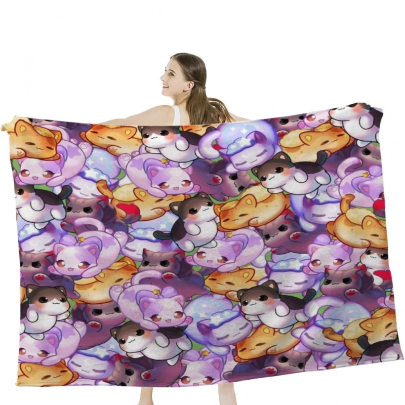 

Aphmau Meow Plushies Anime Cats Throw Blankets Airplane Travel Decoration Soft Warm Bedspread