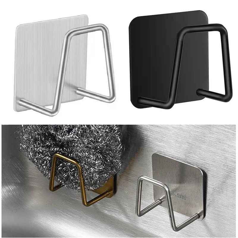 

Kitchen Sink Sponge Rack Drain Storage Shelf Self Adhesive Stainless Steel Wire Ball Rag Organizer Holder Storage Rack