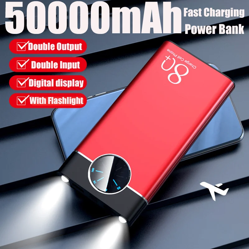 

Внешний аккумулятор высокой емкости на 50000 мА · ч с цифровым дисплеем