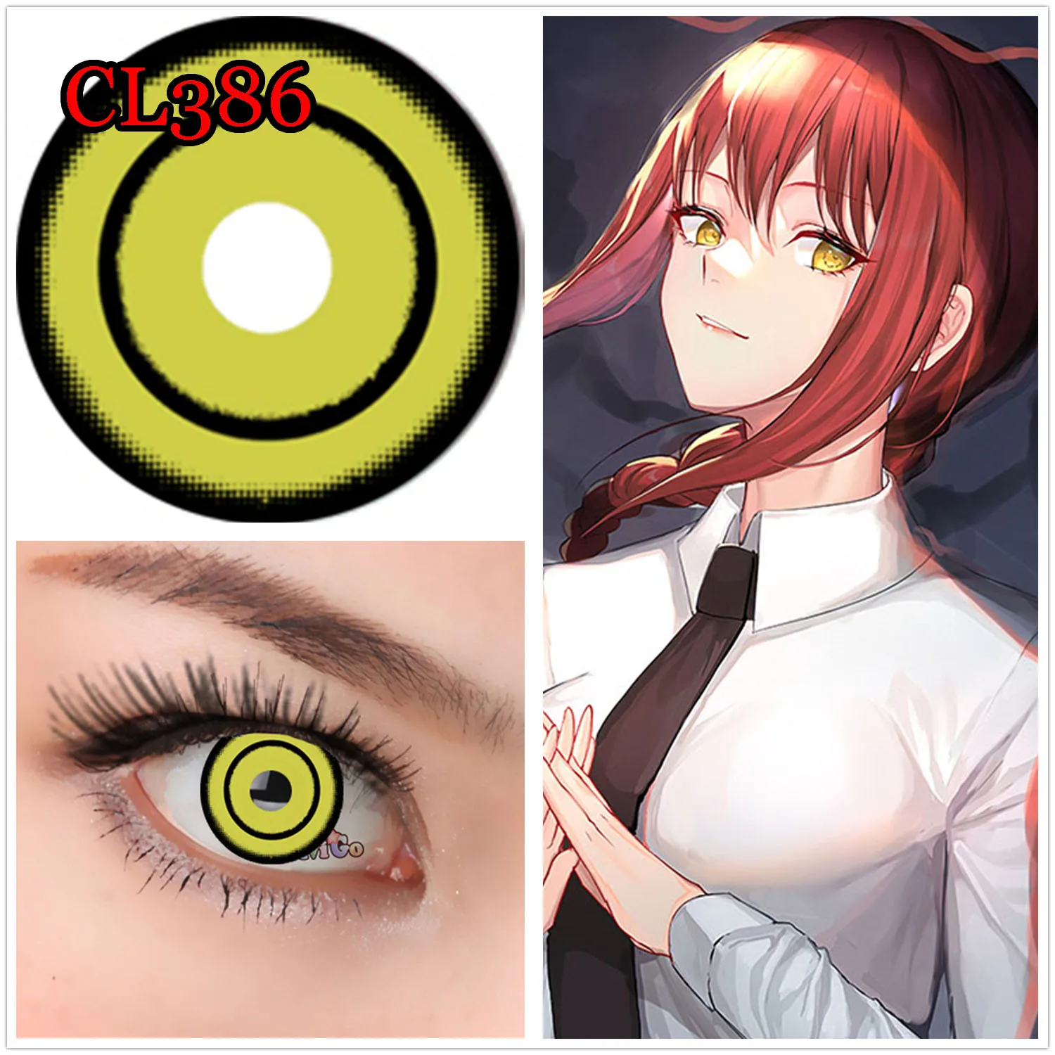

Hotsale Makima Colored Cosplay Soft Contact Lens for Eyes Cosmetic Glasses CL386 Yellow Golden lentes de contacto
