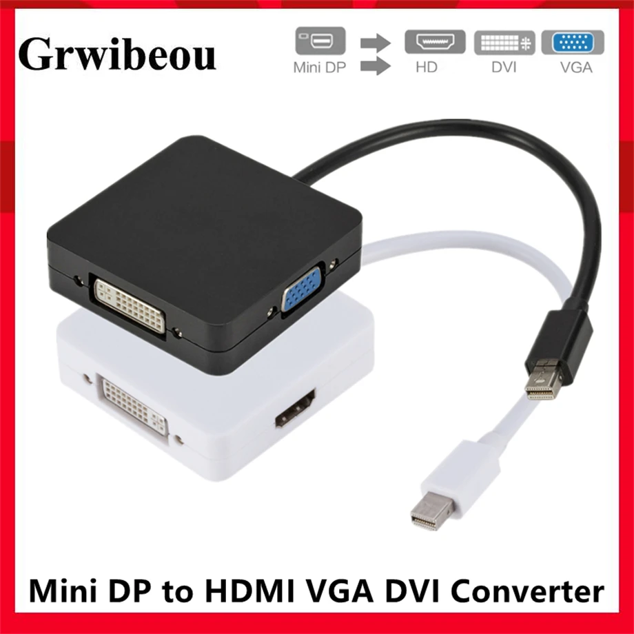 

Mini DP to HDMI VGA DVI Converter 3 in 1 Mini Display Port Adapter Cable to HDMI-Compatible DVI VGA For MacBook Lenovo Microsoft