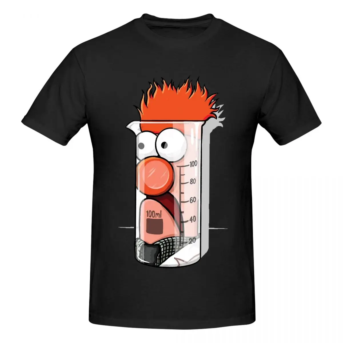 Мужская базовая футболка с коротким рукавом Beaker Muppets Science черная круглым вырезом