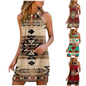 Luxury Women's Dress Fashion Summer Ethnicity Strapless Hanging Neck Sleeveless Dress Casual Elegant Dresses For Women 2023 1