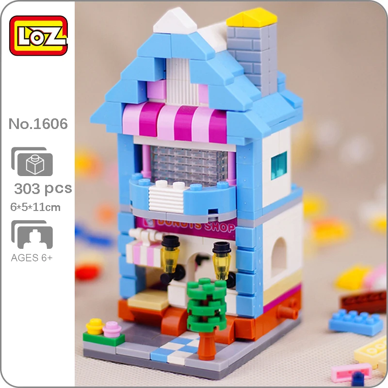 

LOZ 1606 City Street Sweet Donuts Dessert Cake Shop Store Architecture Model Mini Blocks Bricks Building Toy For Children No Box