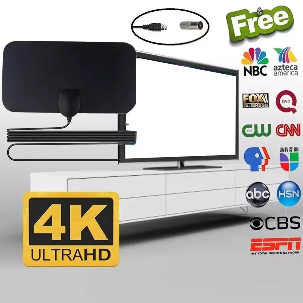 

Kebidumei 4K 25DB High Gain HD TV DTV Box Digital TV Antenna EU Plug 50 Miles Booster Active Indoor Aerial HD Flat Design
