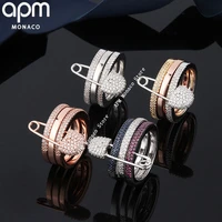 apm monaco s925 sterling silver ring three layer pin personality paper clip ring womens fashion temperament luxury jewelry