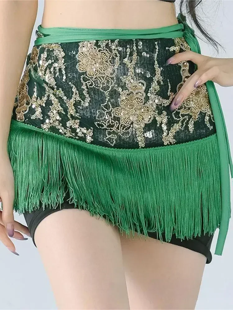 Женский хип-шарф с кисточками и вышивкой для танца живота сексуальный