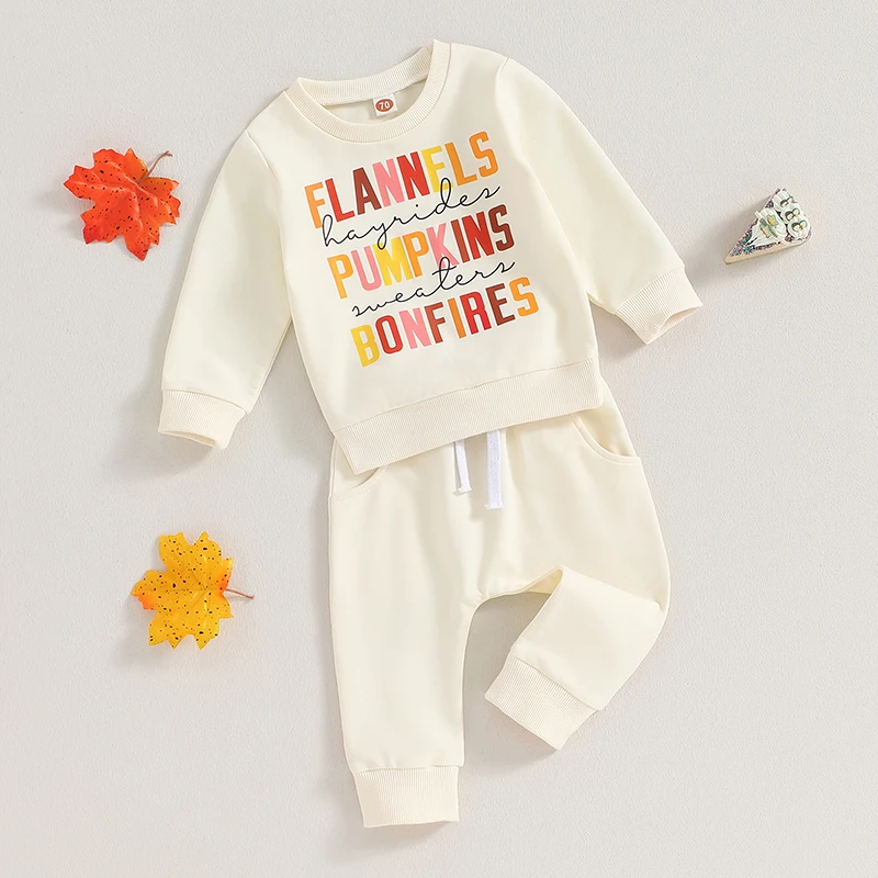 

Toddler Girls Boys Halloween Outfits Letter Print Long Sleeve Sweatshirts and Long Pants 2Pcs Fall Clothes Set