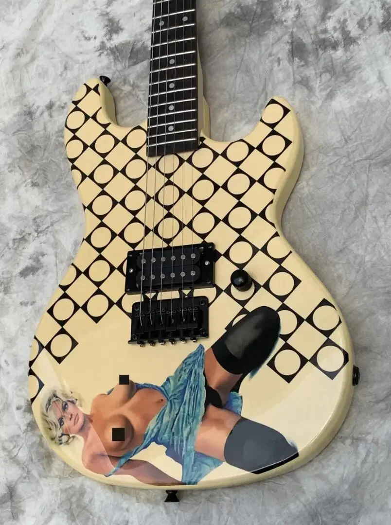 

Rhxflame Blue Dress Blonde Ivory Rampage Jerry Cantrell Signature Electric Guitar Tremolo Bridge Locking Nut Black Hardware