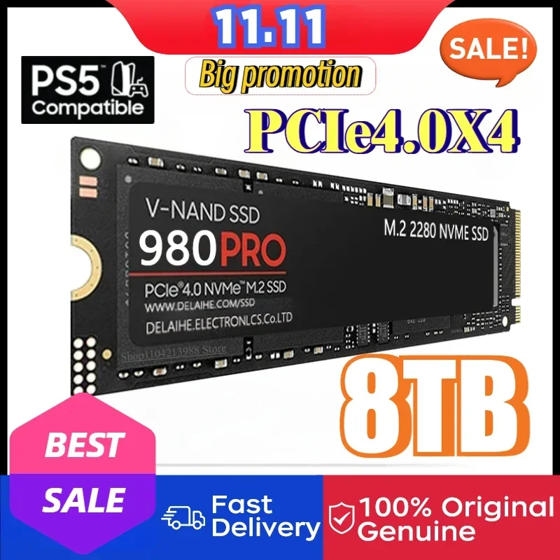 2024 Новый твердотельный накопитель 980Pro 8 ТБ NVMe M.2 2280 1 2 4 Внутренний PCIe 4.0 для