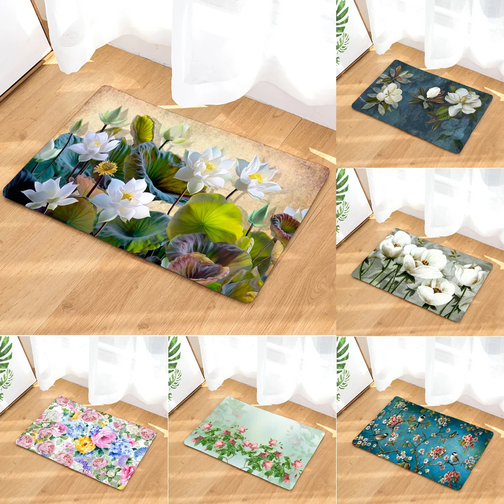 

Противоскользящий коврик с красивым цветочным узором, 40 х60 см