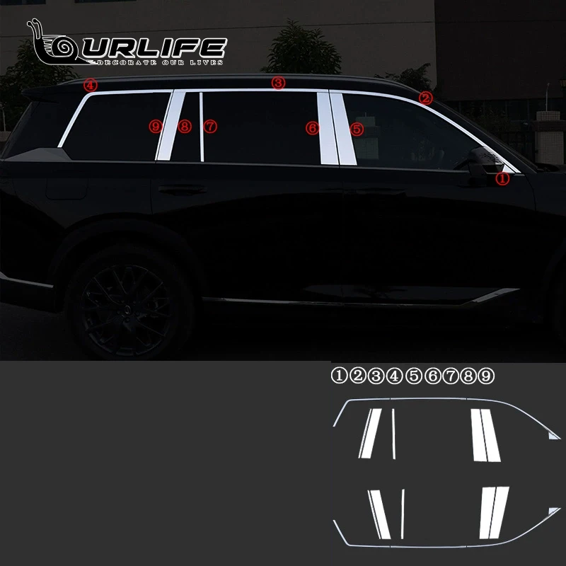 

Для GAC Trumpchi GS8 2022 2023 2024 2025 аксессуары, накладка на окно, крышка стойки из нержавеющей стали, автомобильные аксессуары