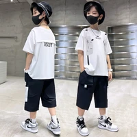 boys summer sports suit new fashion teenager short sleeve t shirt shorts 2pcs children casual outfits kids tracksuit 4 14 year