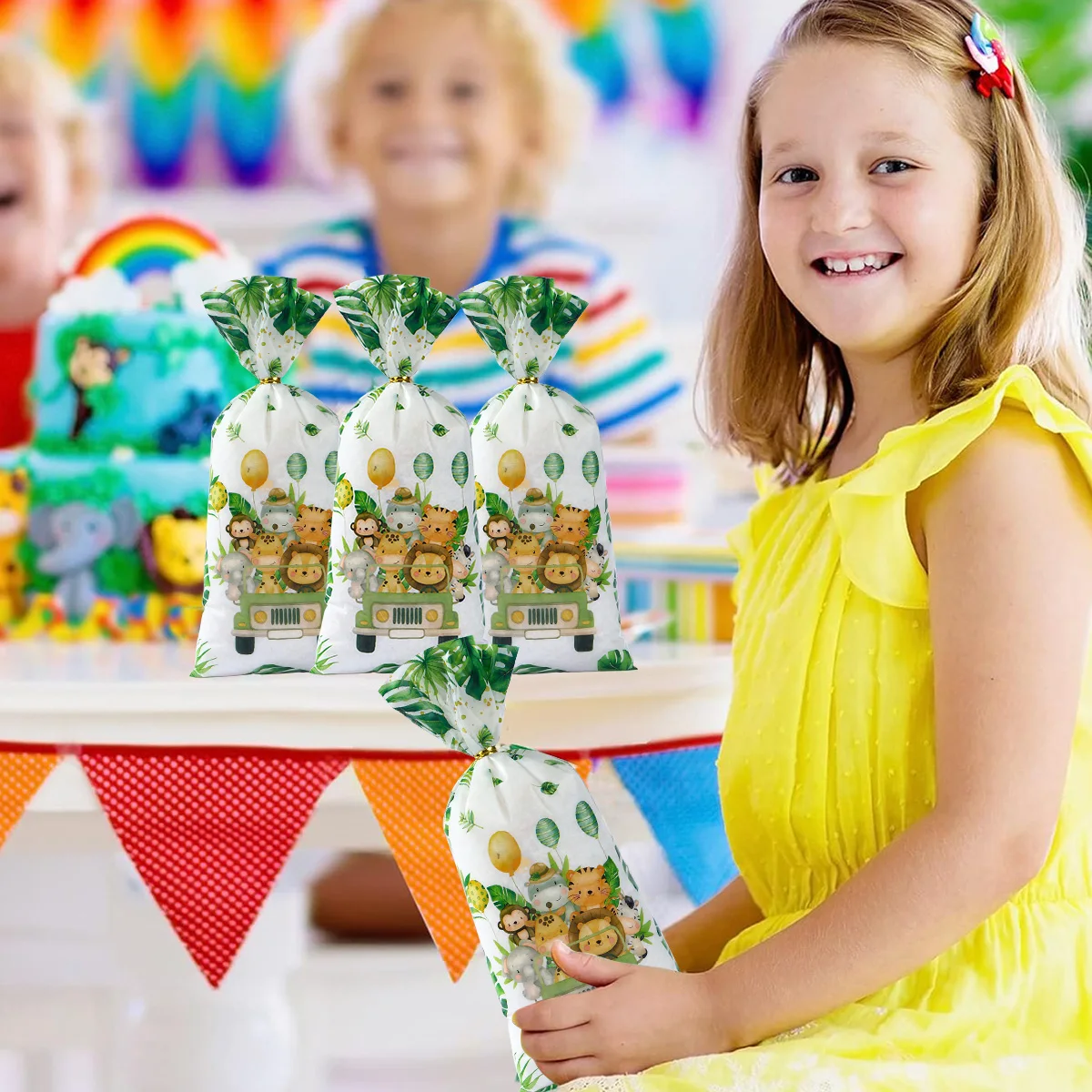 Подарочные пакеты в виде джунглей с животными милые пластиковые для конфет