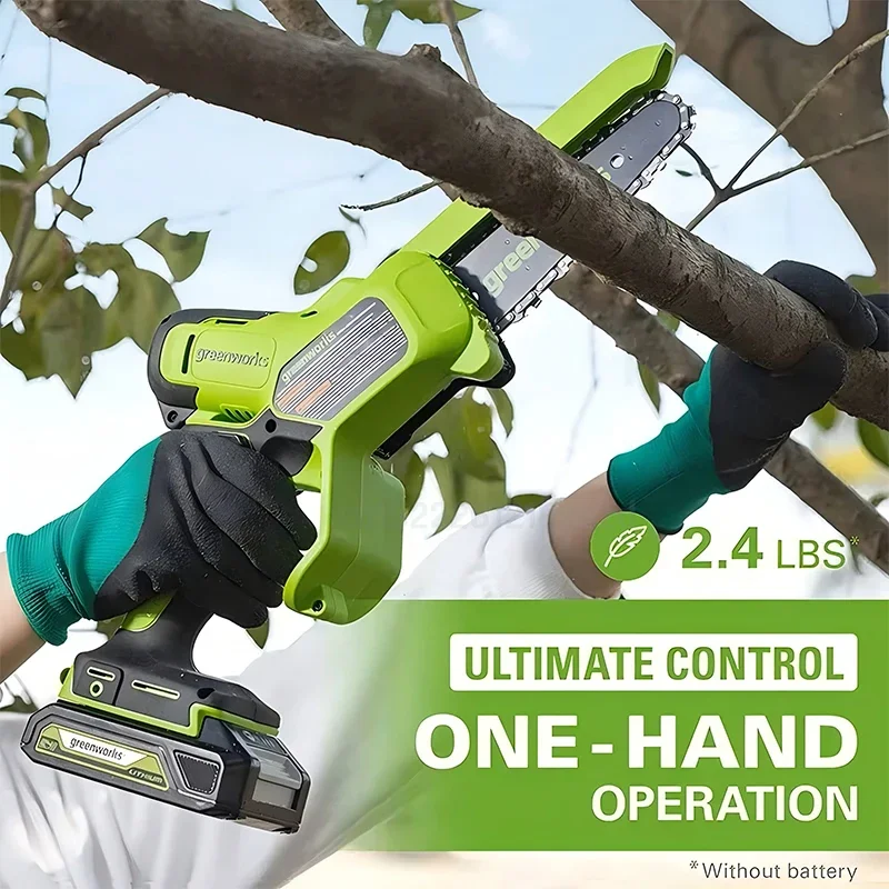 Фото Бензопила Greenworks Mini 24V Обрезная пила 6 дюймов TruBrushless ™   с сумкой для инструментов отлично подходит для штормовой очистки, обрезки и кемпинга. Только для инструментов №4