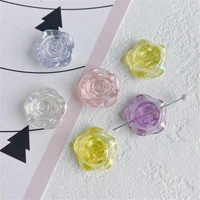 20pcslot new colorful charm acrylic rose flower loose beads connectors for diy fashion earrings hairpin jewelry accessories