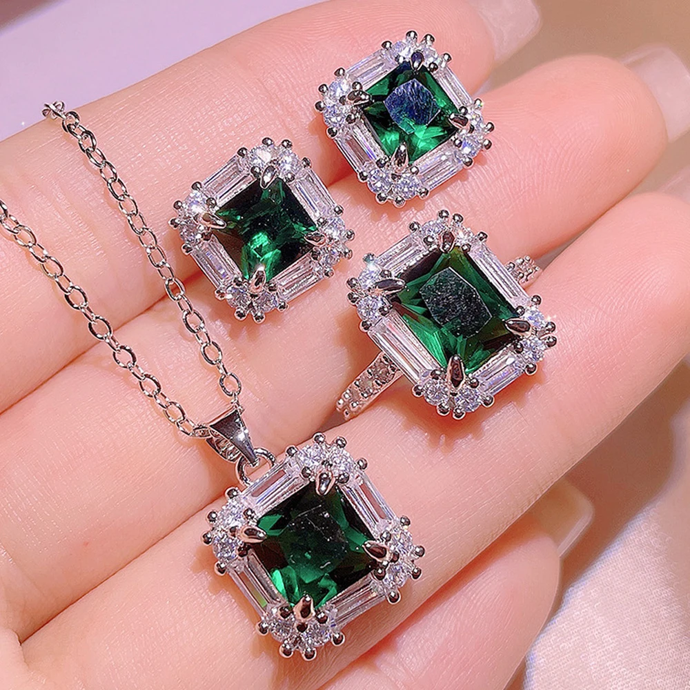 

Yatay Exquisite Imitation Of Pallai Ba Stone Blue Jewelry Suit Luxury Romantic Earrings Tiny Rings Elegant Neckalces Pendant