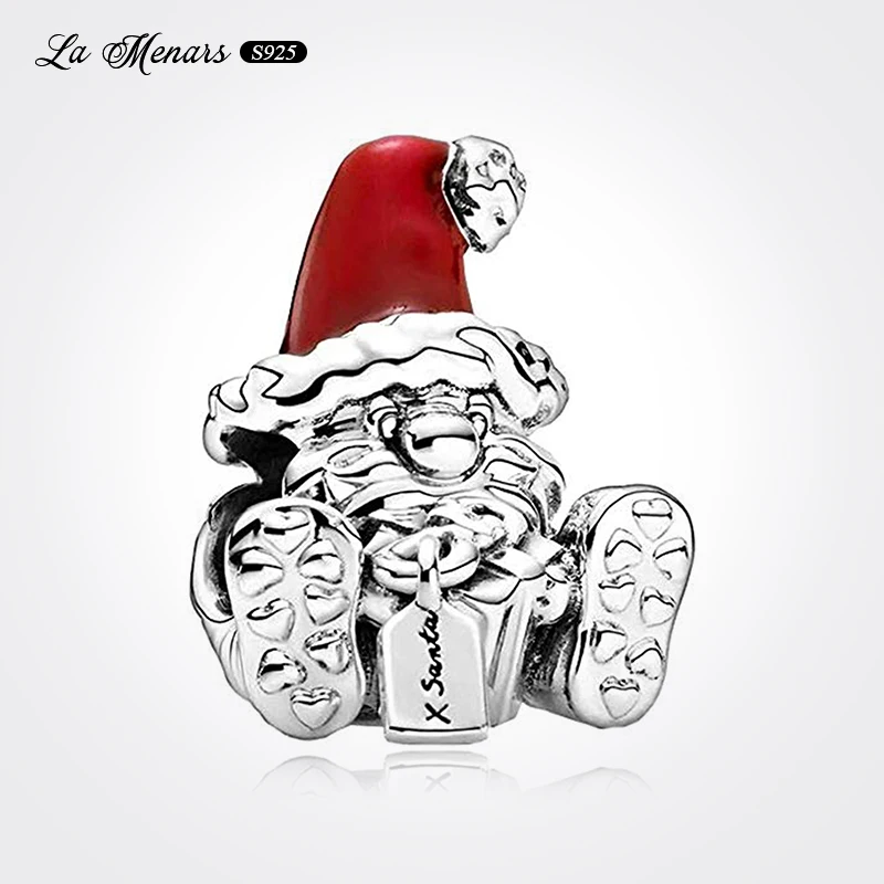 

Little Man Christmas Santa Bead Fit Original Brand Charm Bracelet Silver Plating Unisex Fine Jewelry Celebrate Festivals